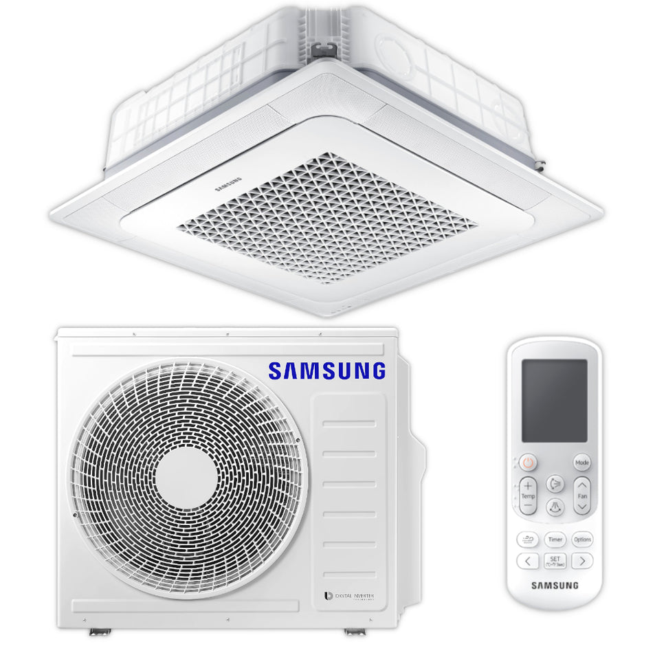 Samsung Mini-Deckenkassette WindFree Klimaanlage Set in Weiss mit Innengeraet, Aussengeraet und Fernbedienung | Klimaworld.com