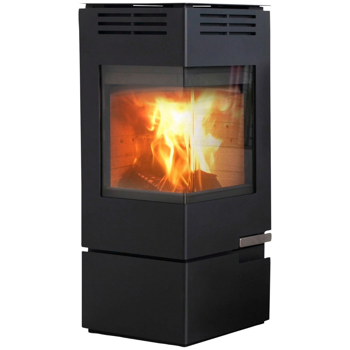 Aduro schwarzer Eck-Kaminofen Aduro 12 mit Flammenbild-Beispiel | Klimaworld