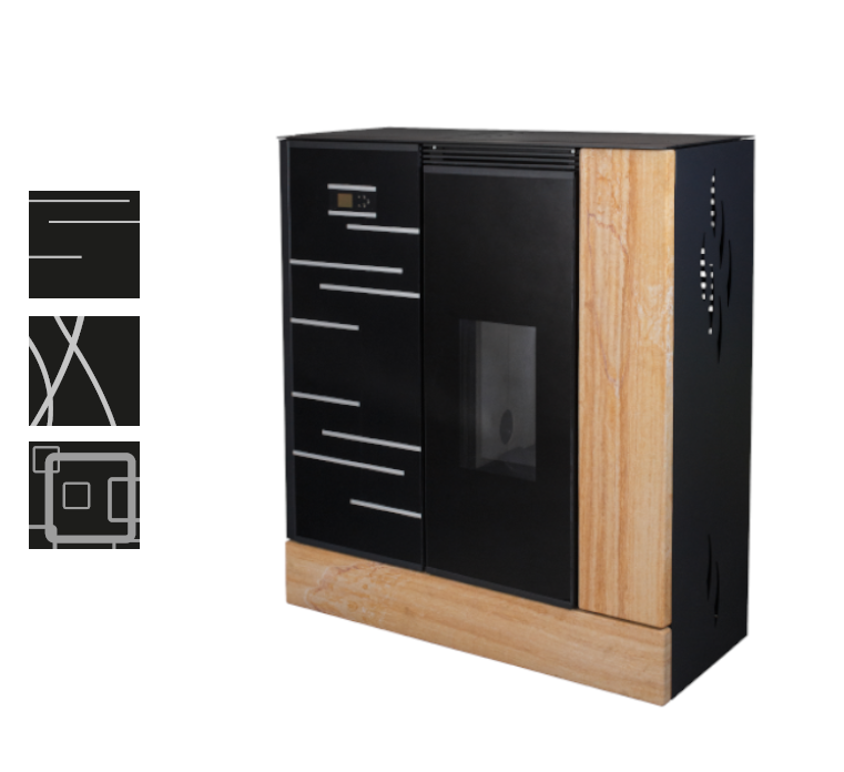 KRETZ | Pelletofen AGURO | Auswahl der Glasverkleidung | 6,4 kW ➔ klimaworlv.com
