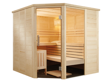 Sentiotec Sauna Set Saunakabine Alaska Corner | klimaworld.com