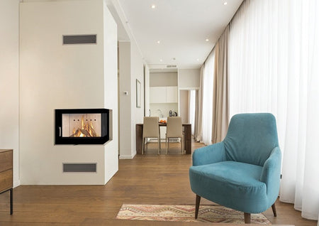 Warmluft Kamineinsatz Flamen Alfa 50H R (K), rechts, mit Klapptür 6kW