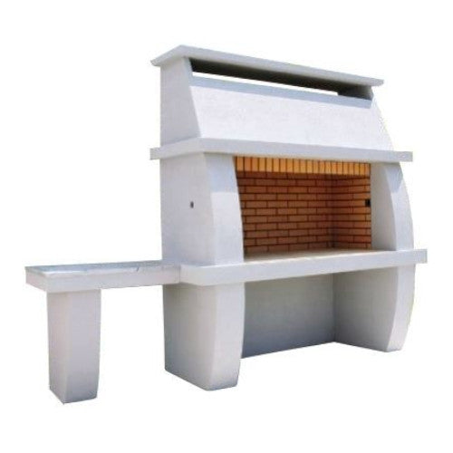 KRETZ | Gartengrill / Gartenkamin Amazonit-S mit Tisch | weiße Optik ➔ klimaworlv.com