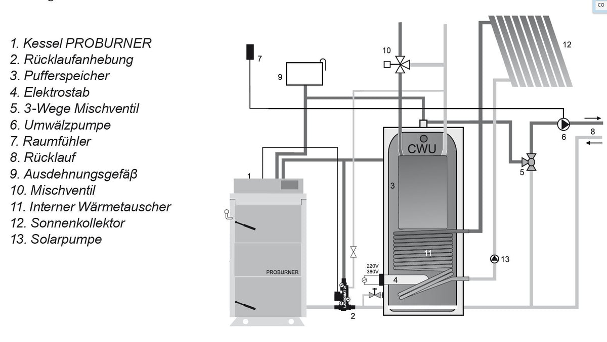 Santer Solar Holzvergaser Proburner 18 Komplettset 1x1000L Hygiene