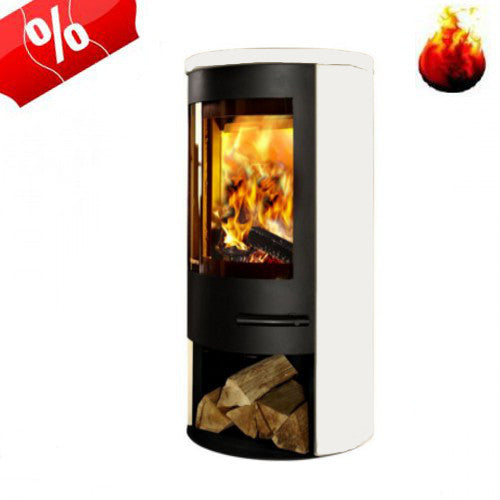 Kaminofen Aprica, schwarz lackiert Keramik Bianco 4kW