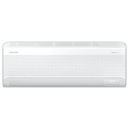 Samsung Wandgeraet AR60F09C1AWNEU in Weiss mit gelochter Front, LED-Display rechts unten und Luftauslass oben | Klimaworld.com