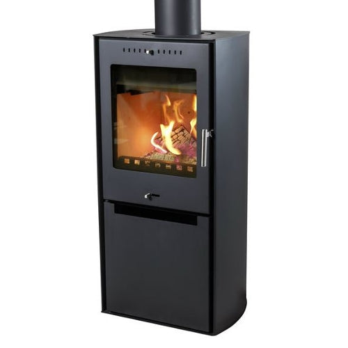 Warmluftkaminofen | Asgård 9.1 | Schwarz | mit Lagerfach | 5 kW
