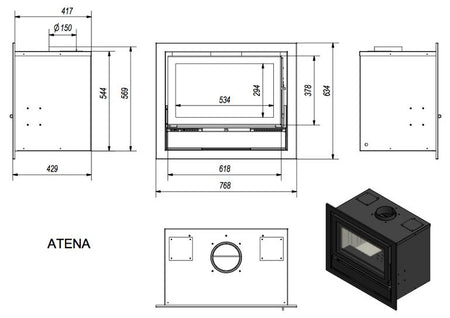 Warmluft Kamineinsatz Atena 12kW