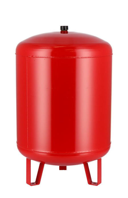Rotes Flamco Membran-Druckausdehnungsgefaess mit rundem Korpus und stabilen Standfuesen fuer Heizungsanlagen | Klimaworld.com