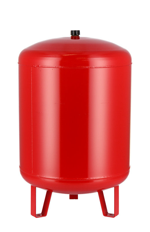 Rotes Flamco Membran-Druckausdehnungsgefaess mit rundem Korpus und stabilen Standfuesen fuer Heizungsanlagen | Klimaworld.com