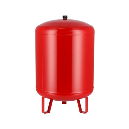 Rotes Flamco Membran-Druckausdehnungsgefaess mit rundem Korpus und stabilen Standfuesen fuer Heizungsanlagen | Klimaworld.com