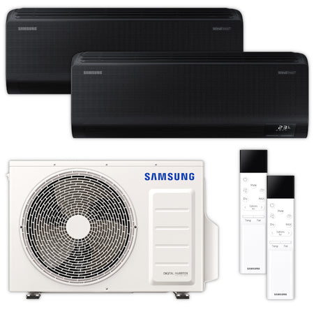 Samsung Klimaanlagen-Set mit 2 schwarzen Wandgeraeten WindFree Avant AR70F09C1ABNEU und NASA Aussengeraet | Klimaworld.com