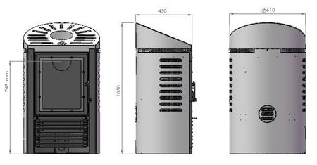 Wasserkaminofen Mijava Baby Oval Barcelona 7 kW Euroteplo