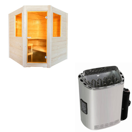 Sentiotec Sauna Set Basic Corner mit Saunaofen Scandia Next inkl. Steuerung | klimaworld.com