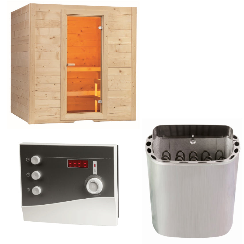 Sentiotec Sauna Set Basic Large mit Saunaofen Scandia Next und Steuerung K2-Next | klimaworld.com