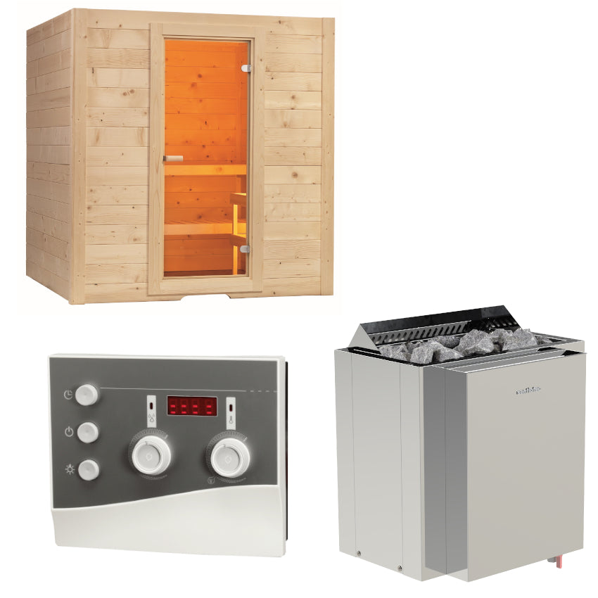 Sentiotec Sauna Set Basic Large mit Saunaofen Viking Combi und Saunasteuerung K3-Next | klimaworld.com