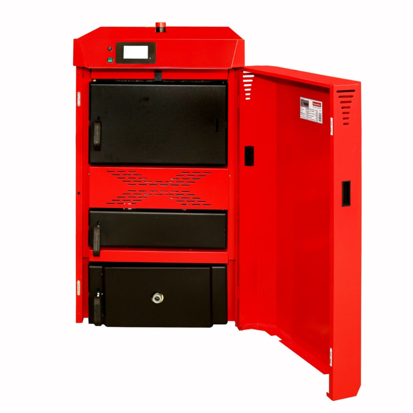 ThermoFlux Holzkessel PID Logic Lambda Plus Plus PLLP-34 mit 34 kW, offene Tür | Klimaworld.com
