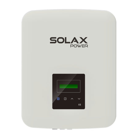 Weisser SolaX Wechselrichter X3-MIC-4K-G2 in der Frontansicht mit Display | klimaworld.com