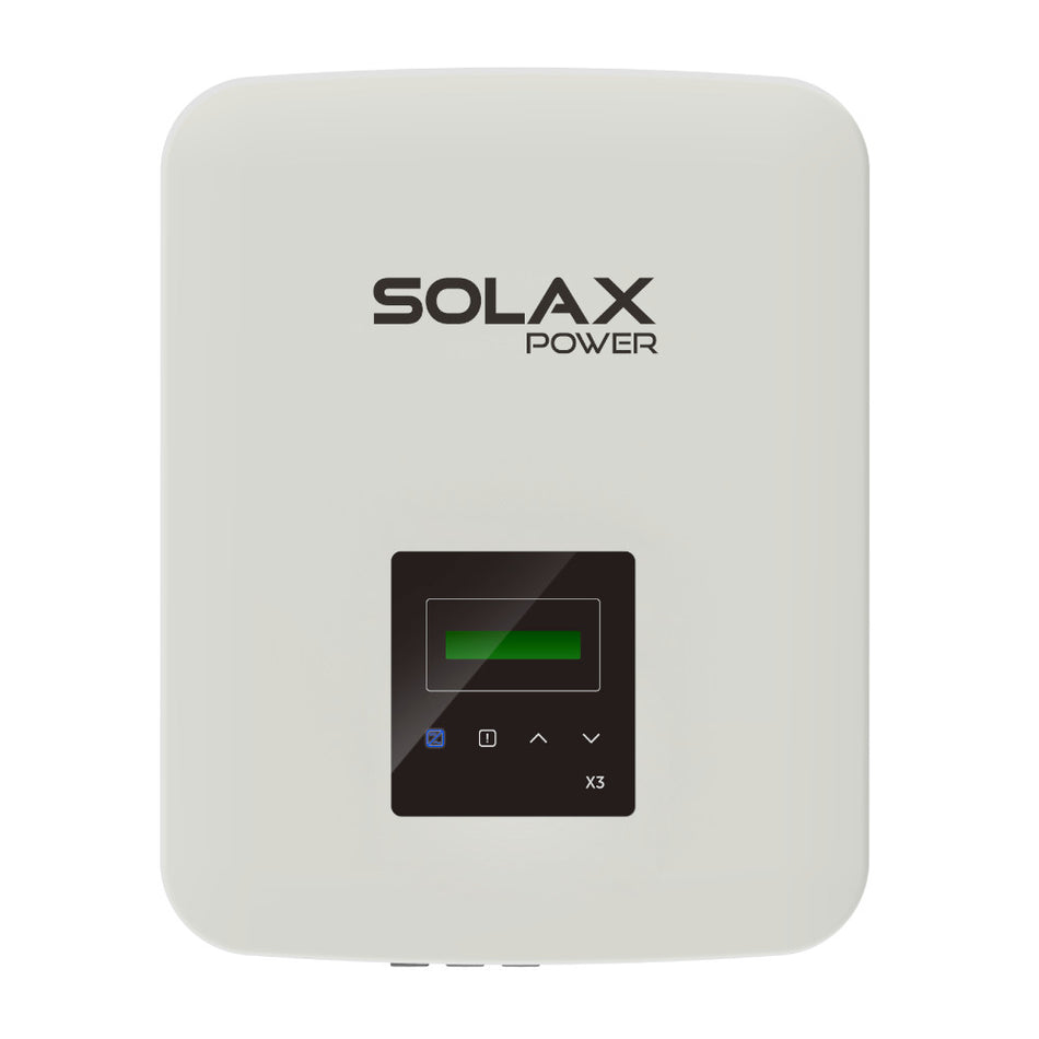 Weisser SolaX Wechselrichter X3-MIC-4K-G2 in der Frontansicht mit Display | klimaworld.com