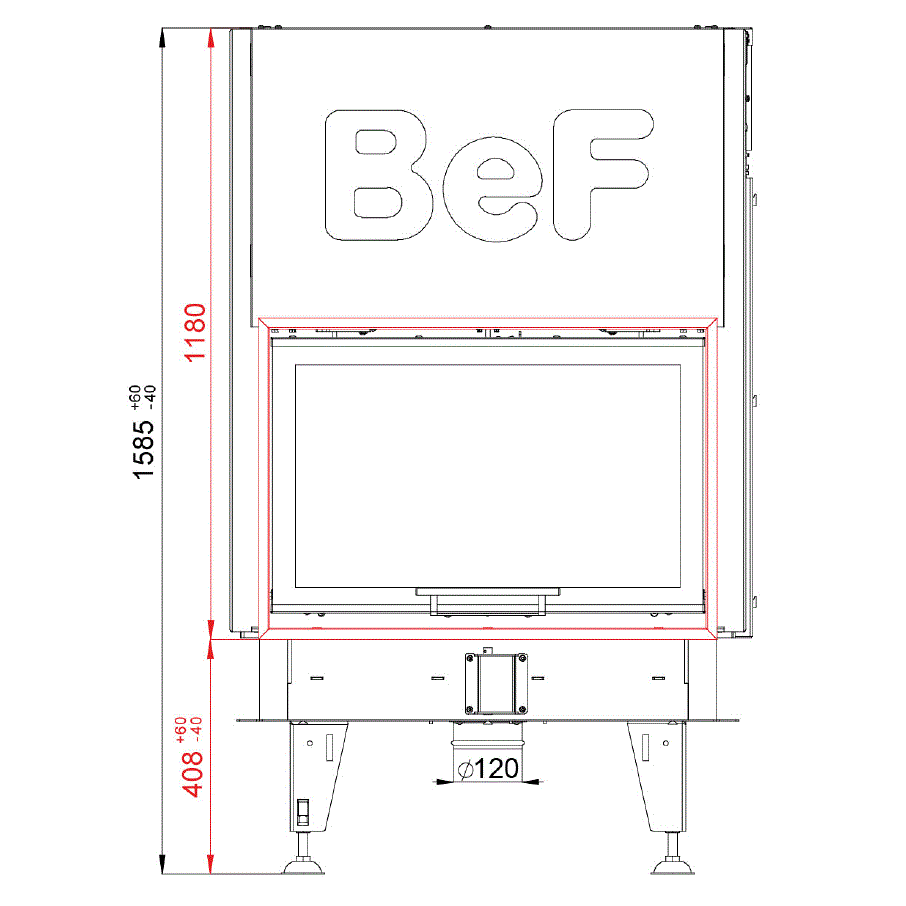 BeF Home Kamineinsatz Aquatic Twin V 8 II |14,5 kW | wasserführend 