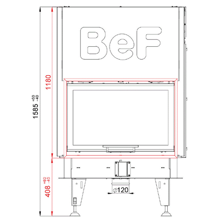 BeF Home Kamineinsatz Aquatic Twin V 8 II |14,5 kW | wasserführend 