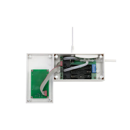Weisser BROKO Funksender Differenzdrucksensor, geoeffnete Ansicht | klimaworld.com