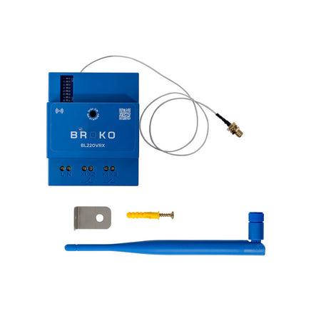 Blauer Broko Funkempfaenger mit Knickantenne, Kabel und Montagematerial | klimaworld.com