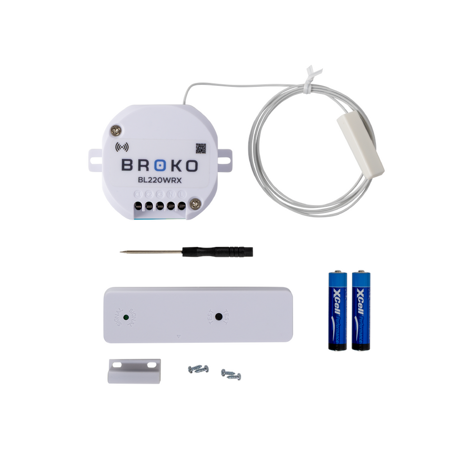 BROKO Fensterkontaktschalter Set mit Kabel, Empfangseinheit, Batterien und Montagezubehoer | klimaworld.com