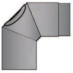 Rauchrohrbogen 3-teilig 90° mit Tür Durchmesser 120mm