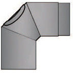 Rauchrohrbogen 3-teilig 90° mit Tür geschliffen Durchmesser 130mm