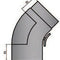 Rauchrohrbogen gezogen 45° mit Tür Durchmesser 150mm