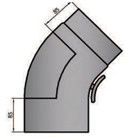 Rauchrohrbogen gezogen 45° mit Tür Durchmesser 150mm