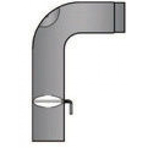 Rauchrohrbogen gezogen 90° mit integrierter Tür und Drosselklappe Durchmesser 150mm