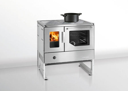 Holzherd Küchenherd BSH 75.5-SF Edelstahl, 8kw, Backrohr rechts