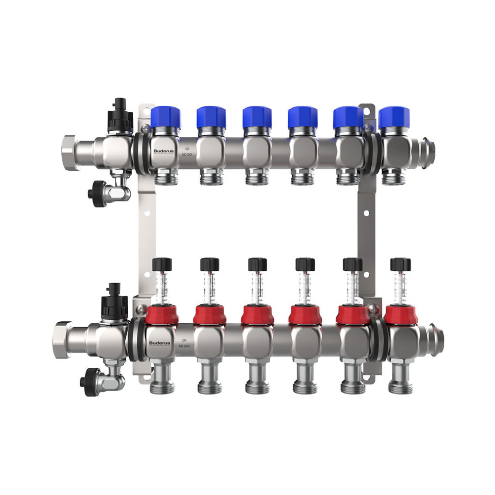 Buderus Logafloor HVE/3 – Edelstahl-Heizkreisverteiler für 3 Heizkreise | Klimaworld.com