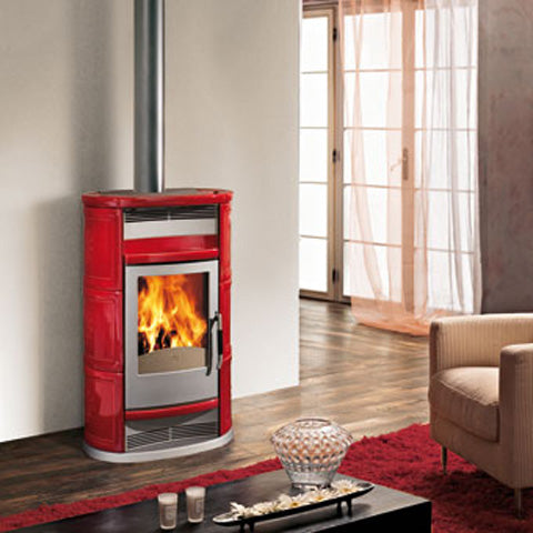 Kaminofen Chic 9,6 kW Edilkamin Luftheizer Rot