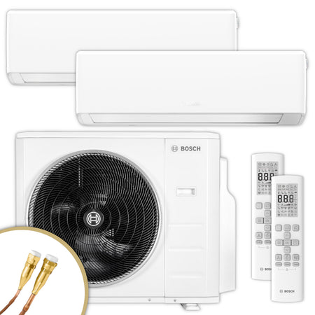 BOSCH Climate 7000 Multisplit Klimaanlage Set mit Wandgeraet, Aussengeraet und Fernbedienung | Klimaworld.com