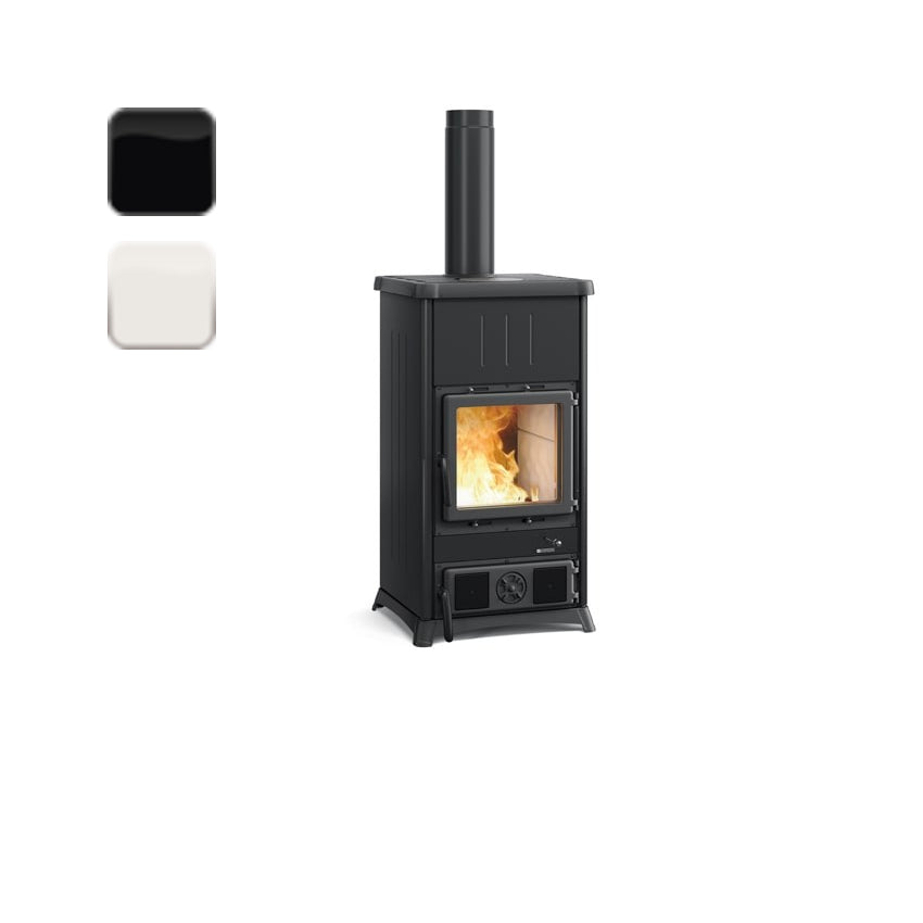Farbwahlbild: La Nordica Concita 2.0 Steel Holzofen aus dunklem Stahl mit Glasfront, Flammenbild und zwei Farbfeldern | Klimaworld.com