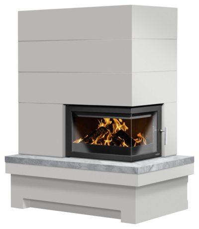 ORANIER | Quadrum W+ | Kaminbausatz | Naturstein Grau | 7.0 kW | Variante rechts