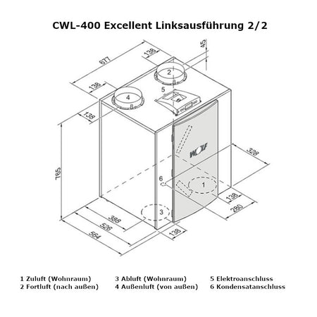 WOLF | Wohnraumlüftung | CWL-400 Excellent | Anschluss 2/2 L