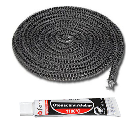 Dichtschnur-Set | 2m Ofendichtung Ø9mm + feuerfestem Kleber