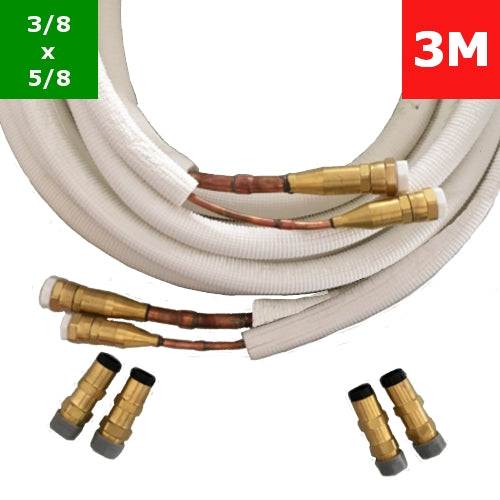 EasyQuick 3m Isoliertes Kupferrohr evakuiert mit Kupplungen 3/8x5/8 Zoll