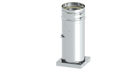 Reinigungselement mit integrierter Grundplatte und Kondensatablauf unten für Festbrennstoffe (Außenbereich)