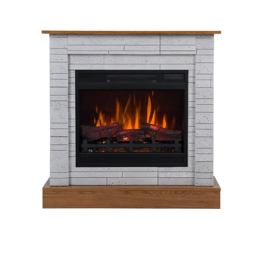 Aflamo LED Standkamin | Vigo Stone 3D | Beton/Eiche | Wandaufstellung