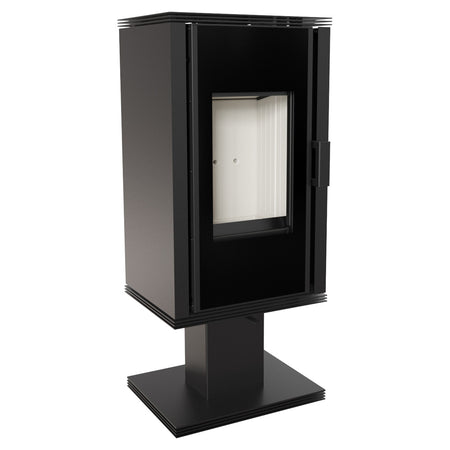 Kratki schwarzer  Kaminofen Koza Enyo Flat 03 mit Standfuss | klimaworld.com