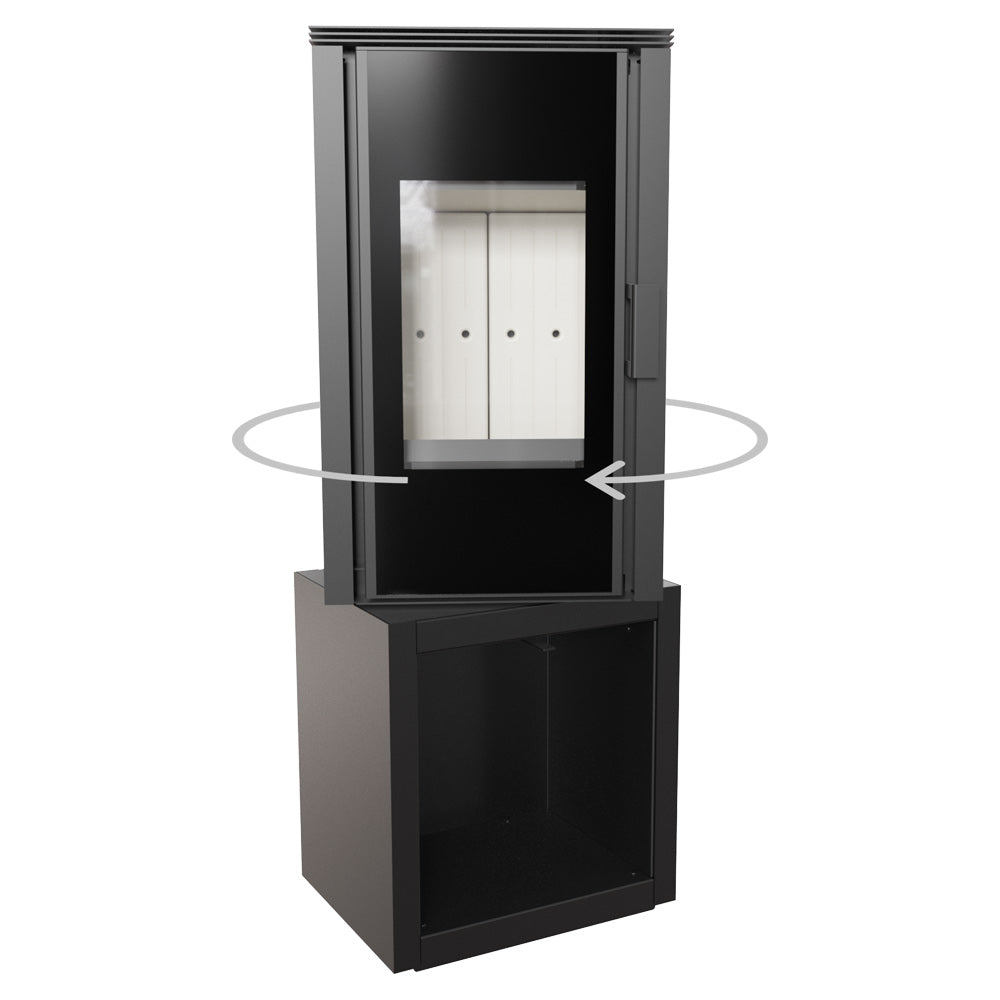 Kratki Kaminofen Koza Enyo Flat 01 | Holzfach | Korpus drehbar | 6 kW 