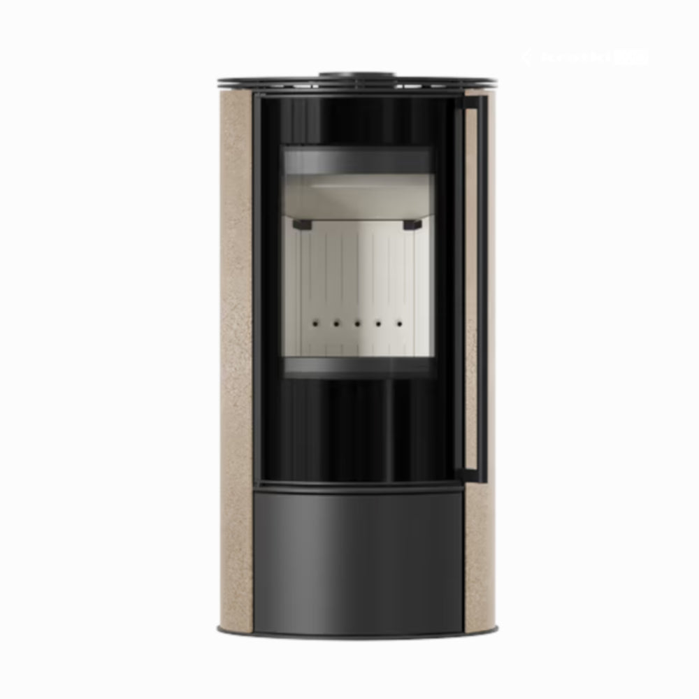 Kratki Kaminofen ERIK, gold satin, weisser Brennraum | klimaworld.com