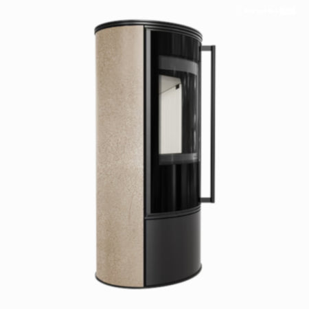 Kratki Kaminofen ERIK, gold satin, weisser Brennraum | klimaworld.com