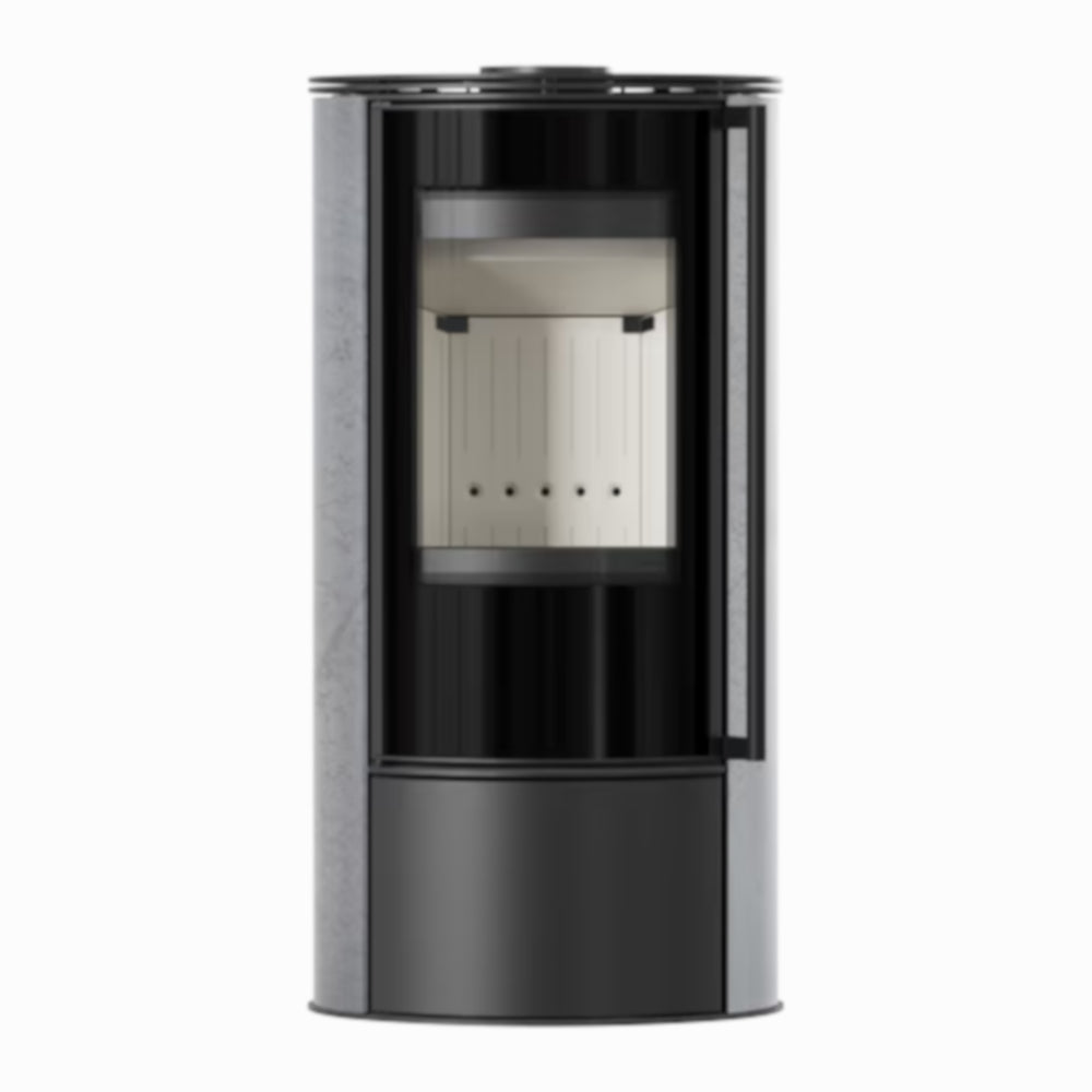 Kratki Kaminofen ERIK, grey satin, weisser Brennraum | klimaworld.com