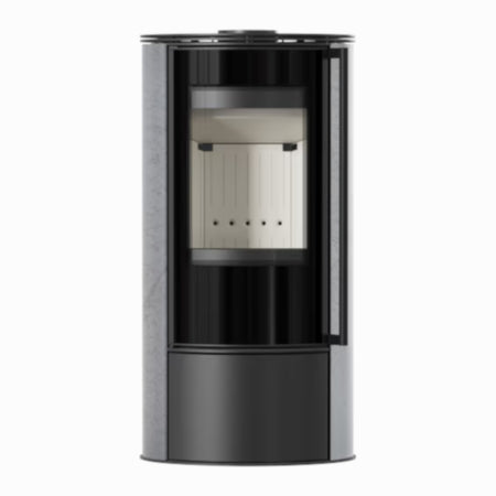 Kratki Kaminofen ERIK, grey satin, weisser Brennraum | klimaworld.com