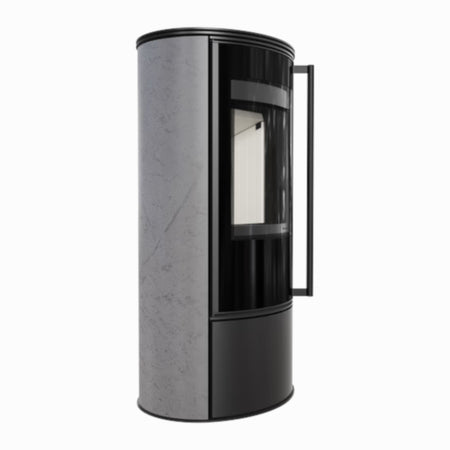 Kratki Kaminofen ERIK, grey satin, weisser Brennraum | klimaworld.com